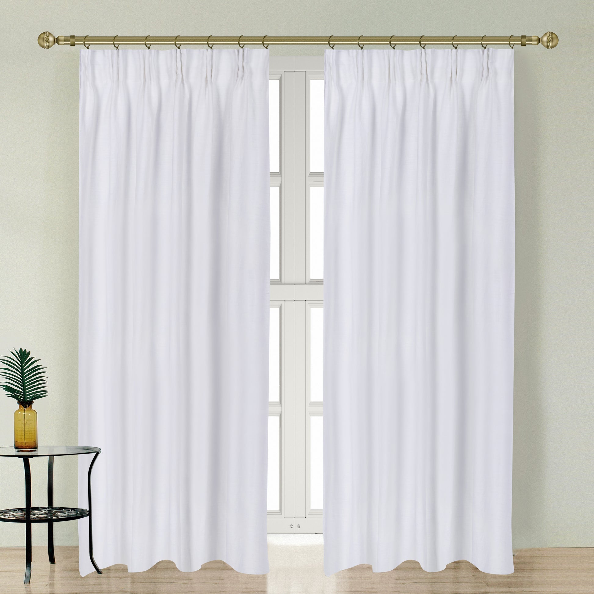 Newport Cotton Lining Window Curtains For Bedroom, Linen Curtains For Living Room, 108 Inches Long Curtains For Living Room, White White Linen