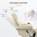 Homcom Manual Recliner, Swivel Lounge Armchair With Side Pocket, Footrest And Cup Holder For Living Room, Cream White Cream White Pu Leather