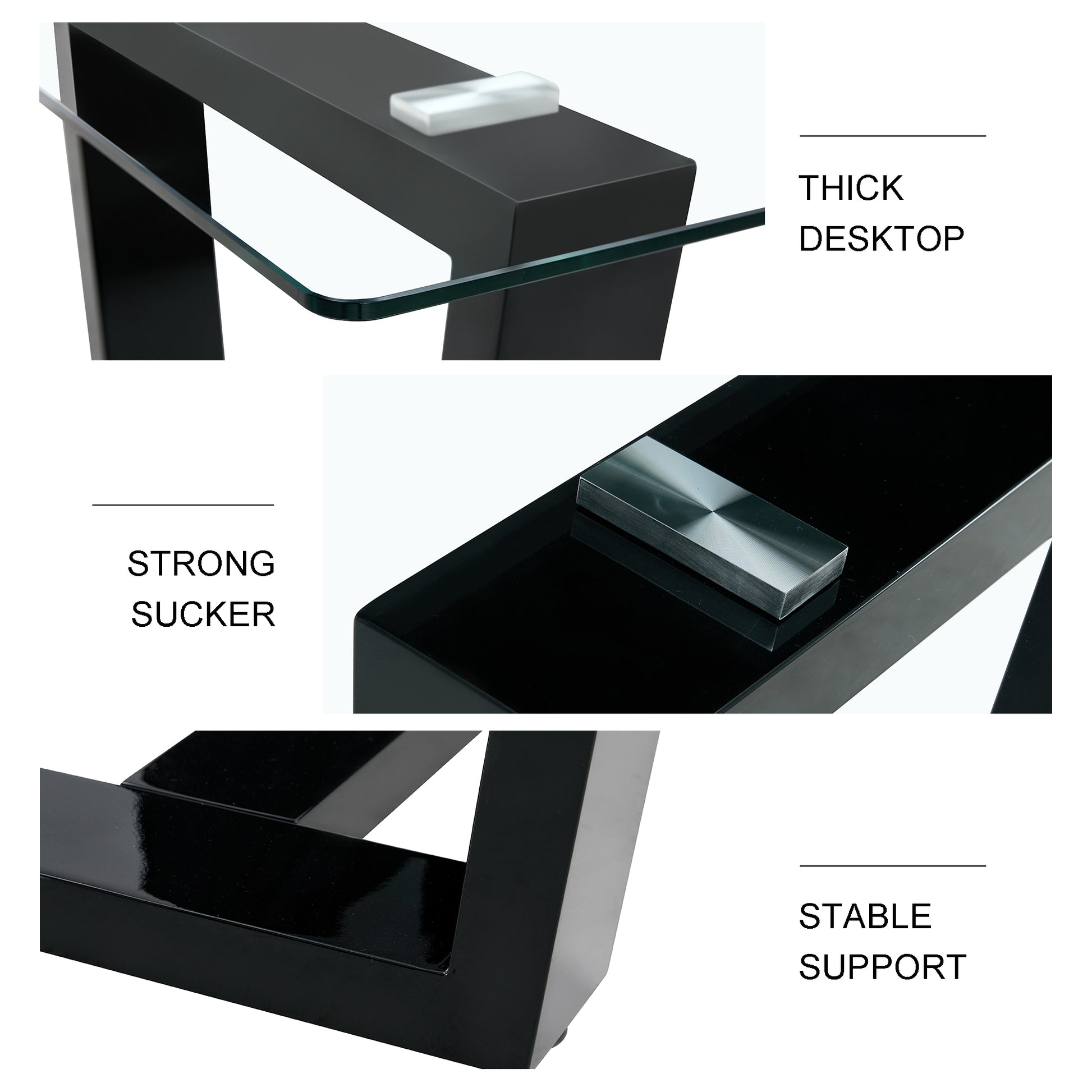 Seating 6 8 People, This Modern, Minimalist Rectangular Dining Table Features A Tempered Glass Top And A Sleek Black Mdf Stand. Suitable For Kitchen, Dining Room, Living Room, Meeting Room Transparent Mdf Glass