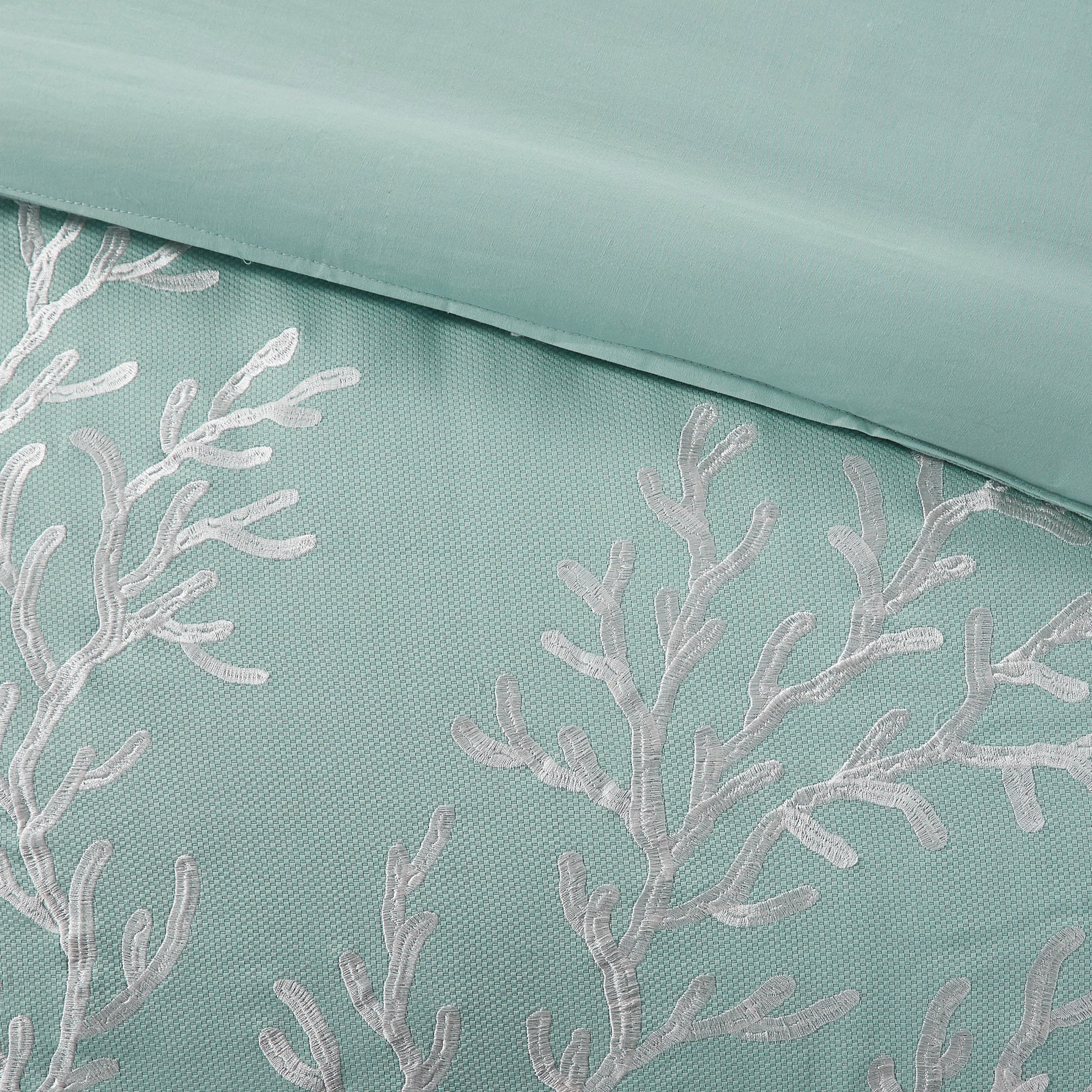 Oversized Cotton Jacquard Comforter Set Aqua King King Aqua Cotton