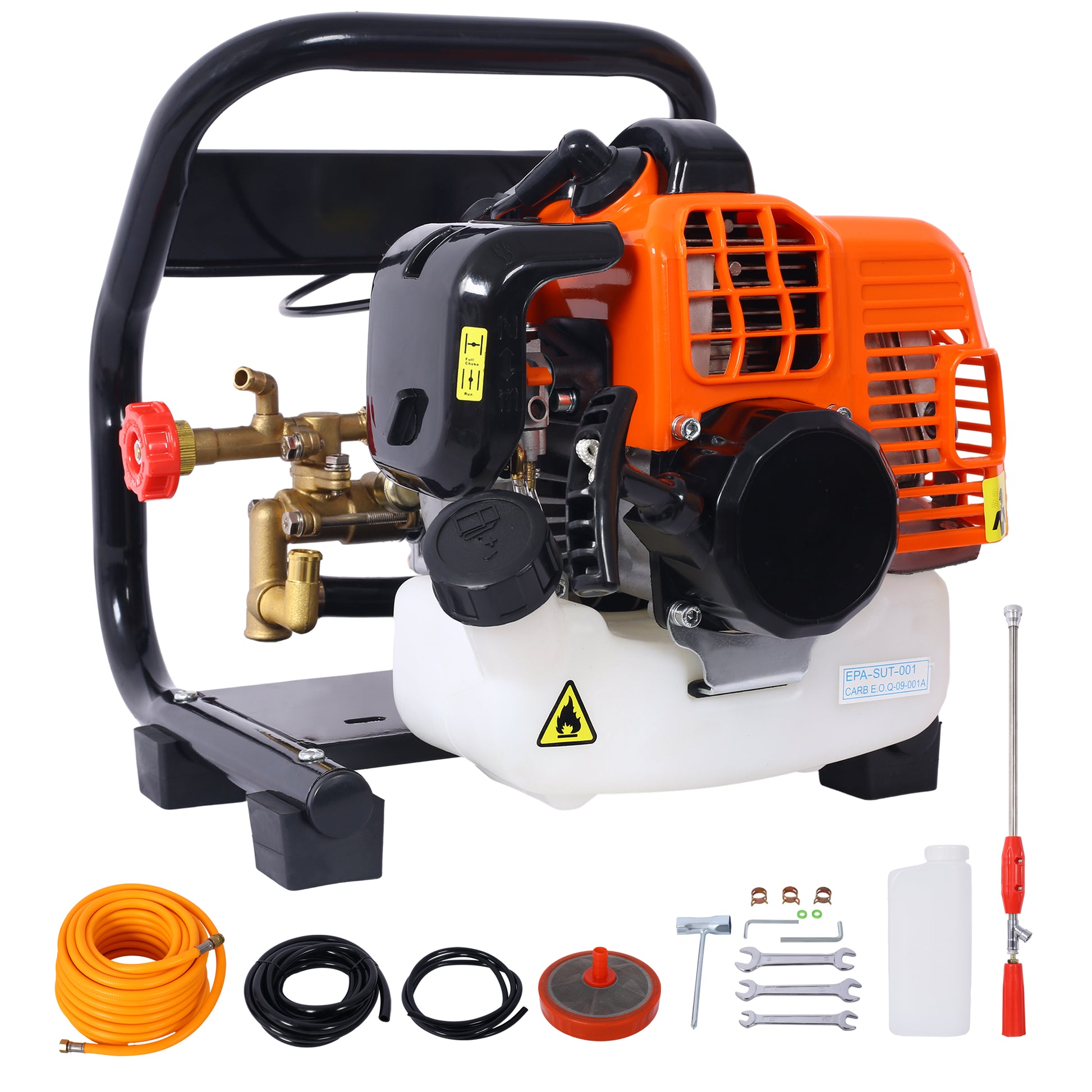 portable electric garden sprayer 33Cc Portable Garden Spraying Machine, 2 Stroke 1.5Hp Gas Powered Agricultural Mist Duster Back,Gas Powered Sprayer, Agricultural Equipment Black
