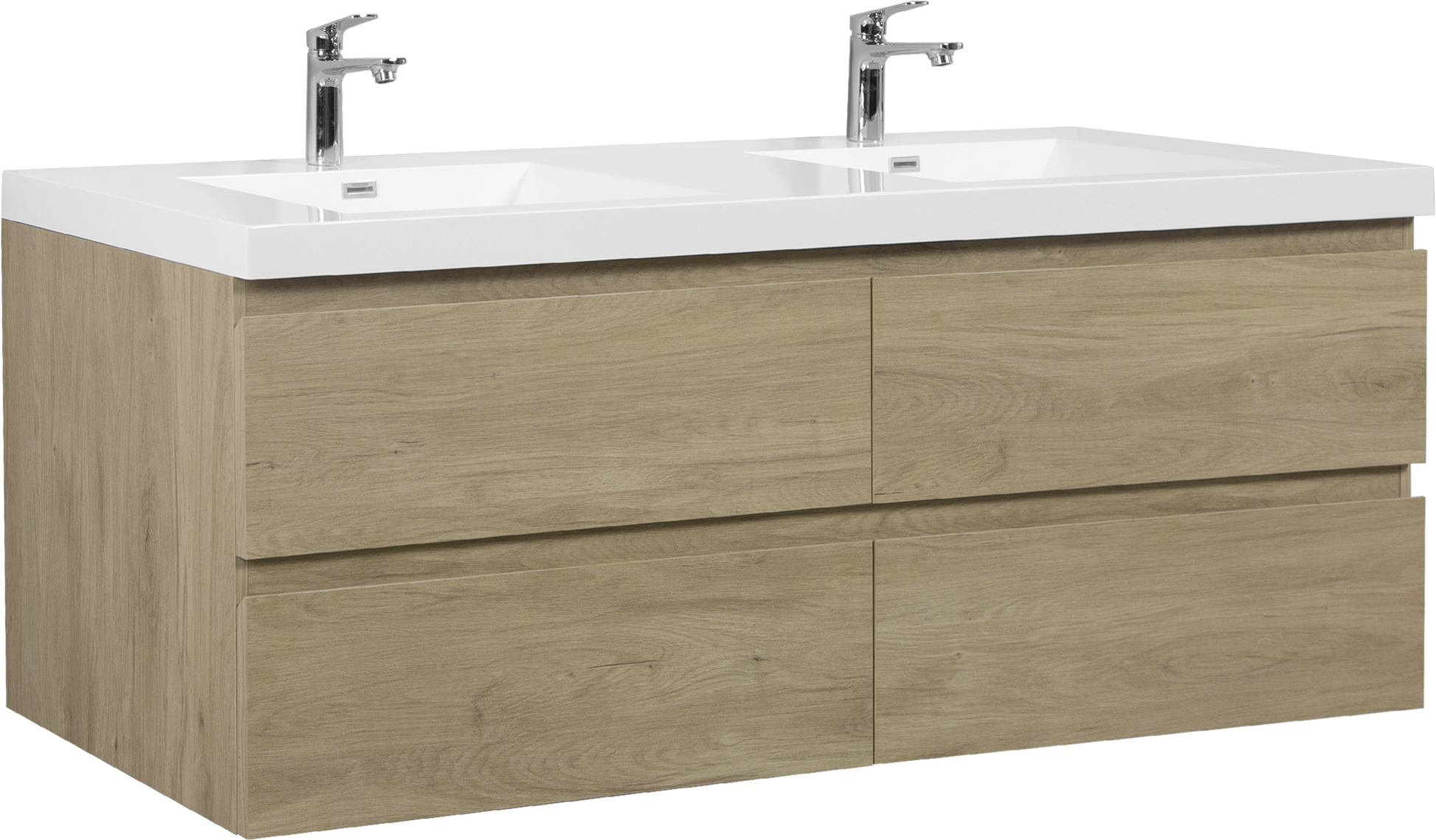 72" Floating Bathroom Vanity With Sink, Modern Wall Mounted Bathroom Storage Vanity Cabinet With Two Resin Top Basin And Four Soft Close Drawers, Natural Oak 24V11 72No 4 Oak Wall Mounted Wood