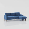 Convertible Combination Sofa Sofa L Shaped Sofa With Storage Cabinet Footstool, Living Room Navy Blue Sofa, Living Room Bedroom Office Small Space 3 Seater Combination Sofa Navy Blue Metal 3 Seat