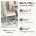 Modern Dining Table Set For 6 Faux Marble Kitchen Table Set With 6 Upholstered Dining Chairs, 7 Piece, White Golden Metal Dining Room Fixed Table Rectangular Dining Table With Chair And Bench Metal