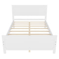 Wood Platform Bed Frame With Headboard, Mattress Foundation With Wood Slat Support, No Box Spring Needed, Full Size, White Box Spring Not Required Full White Wood Solid Wood Mdf