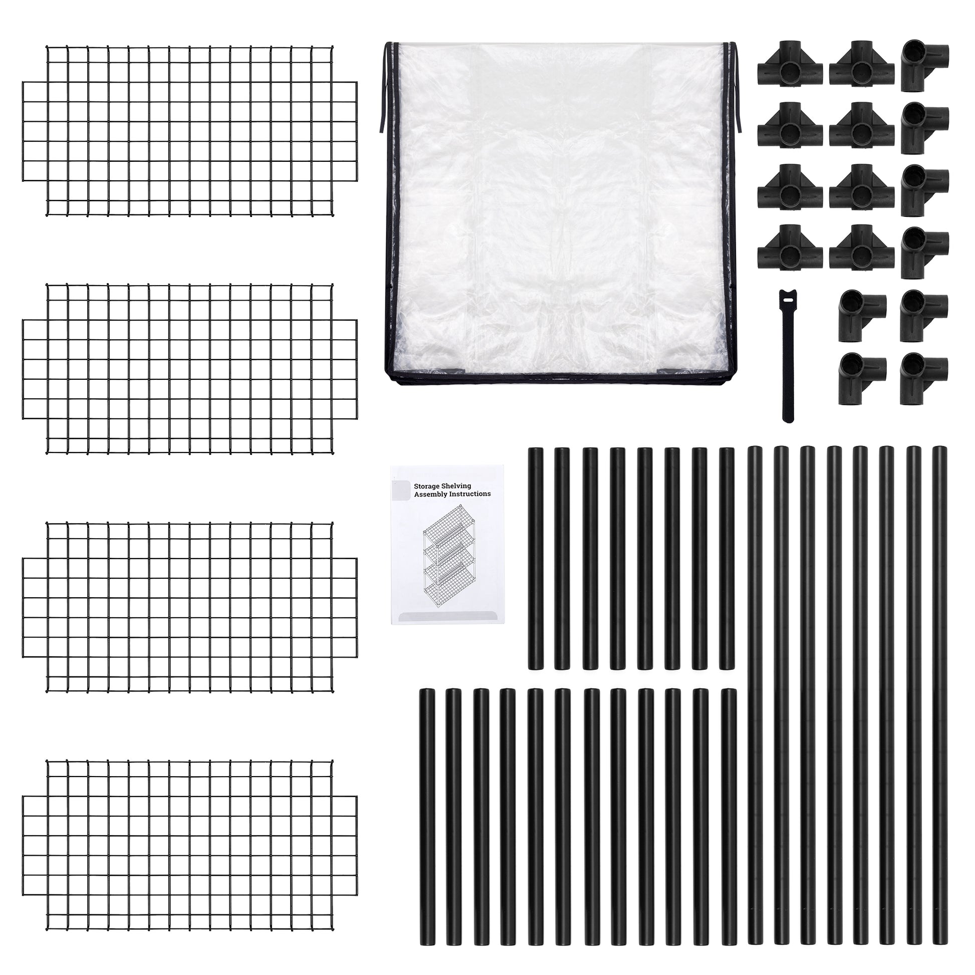 4 Shelf Wire Rack 1Pack Black Steel