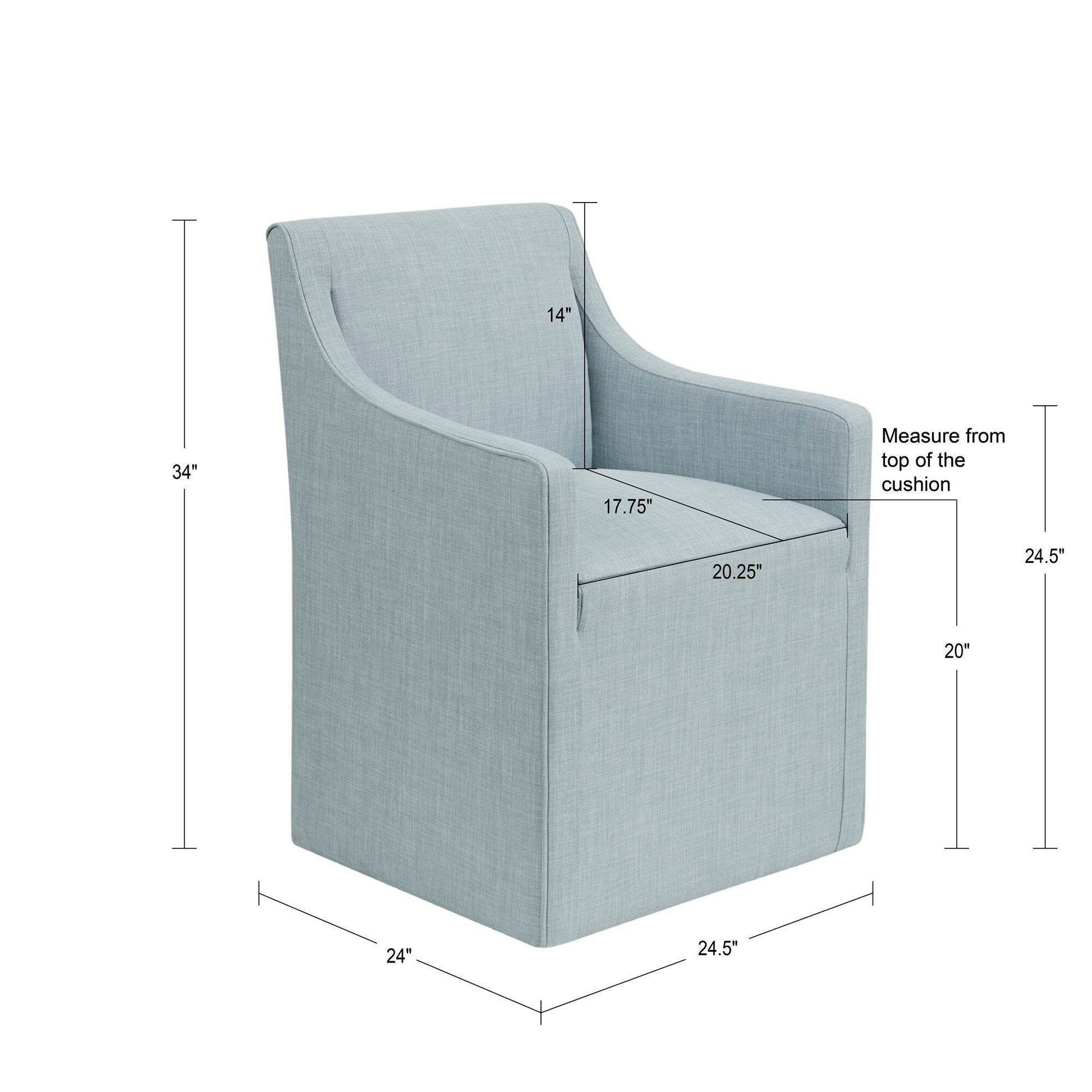 Skirted Dining Arm Chair With Casters Blue Wood