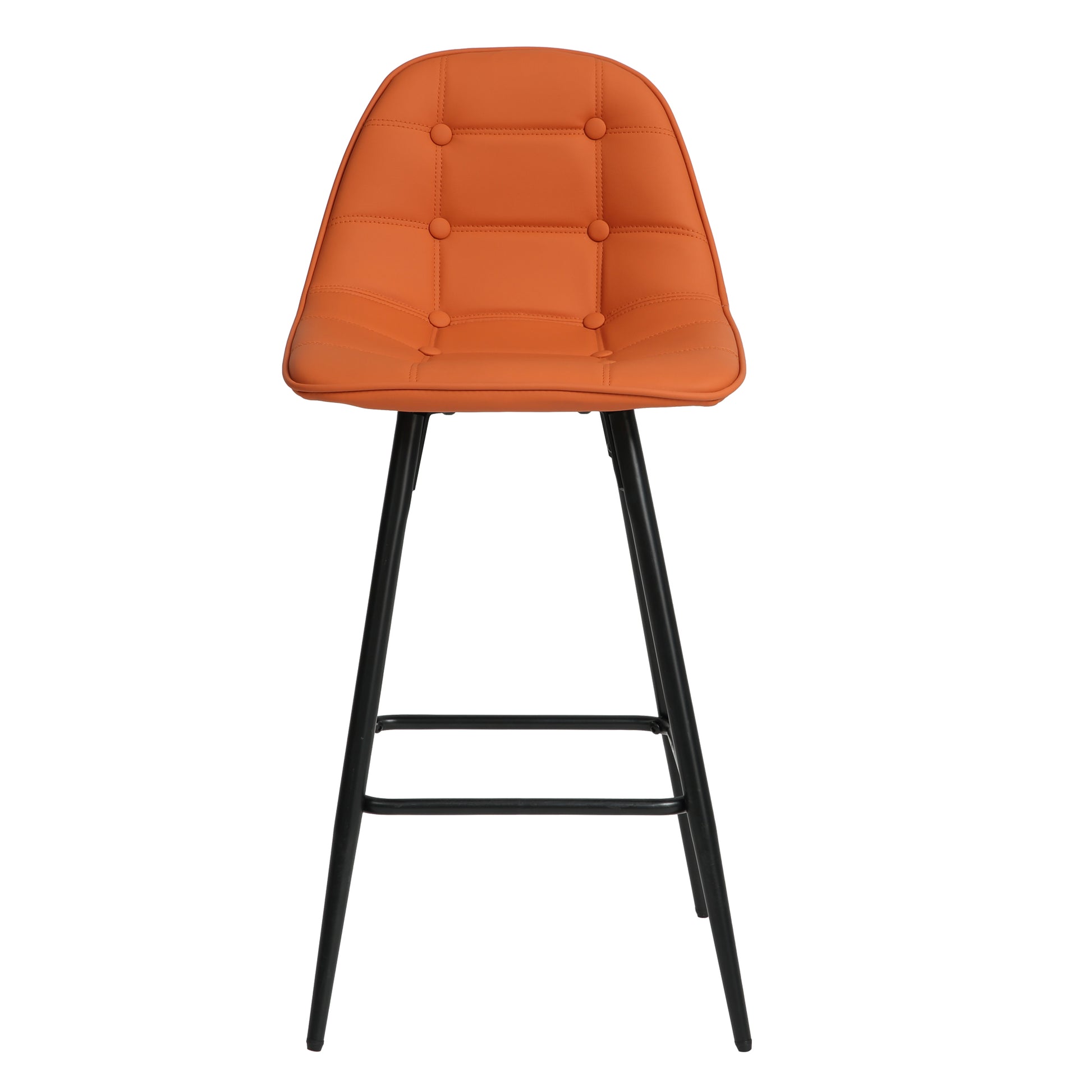 Counter Stools,Set Of 2 Bar Stools With Back And Footrest, Modern Metal Counter Height Barstools For Kitchen Home Bar,25.5" Armless Barstool Chairs Brown Leather
