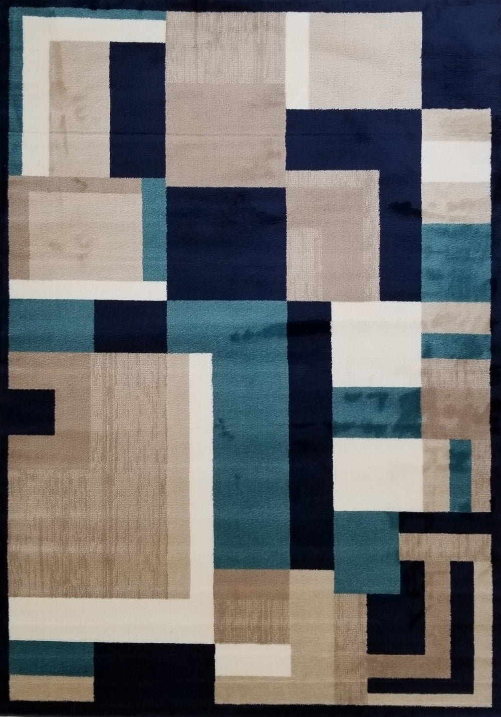 Jersey Area Rugs, Carpets For Livingroom, 7X10 Area Rugs ,3007 Blue Rectangle 8&10 Blue Contemporary Abstract Polypropylene