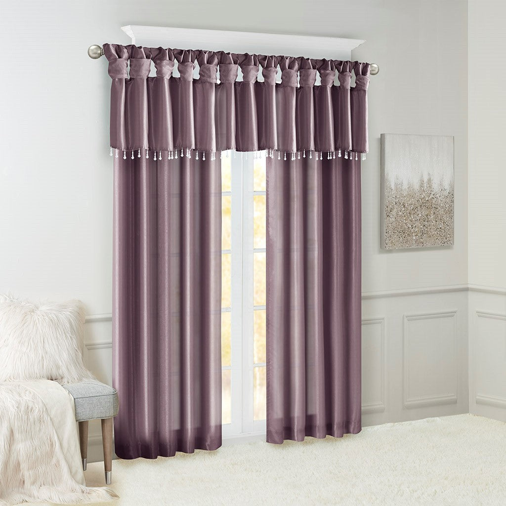 Twist Tab Lined Window Curtain Panel Only 1 Pc Window Panel Purple Polyester