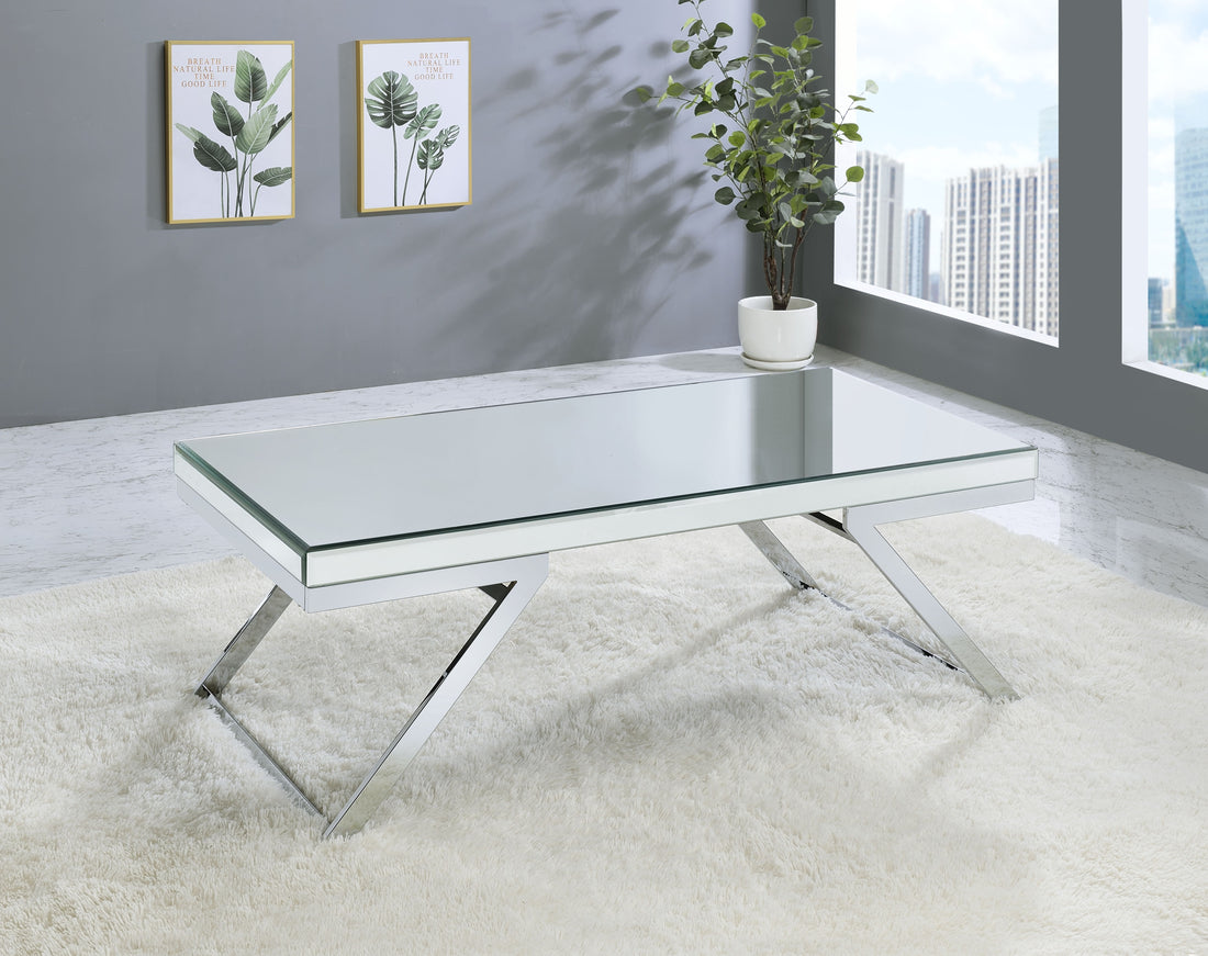Alfresco Mirrored Coffee Table Silver Silver Wood