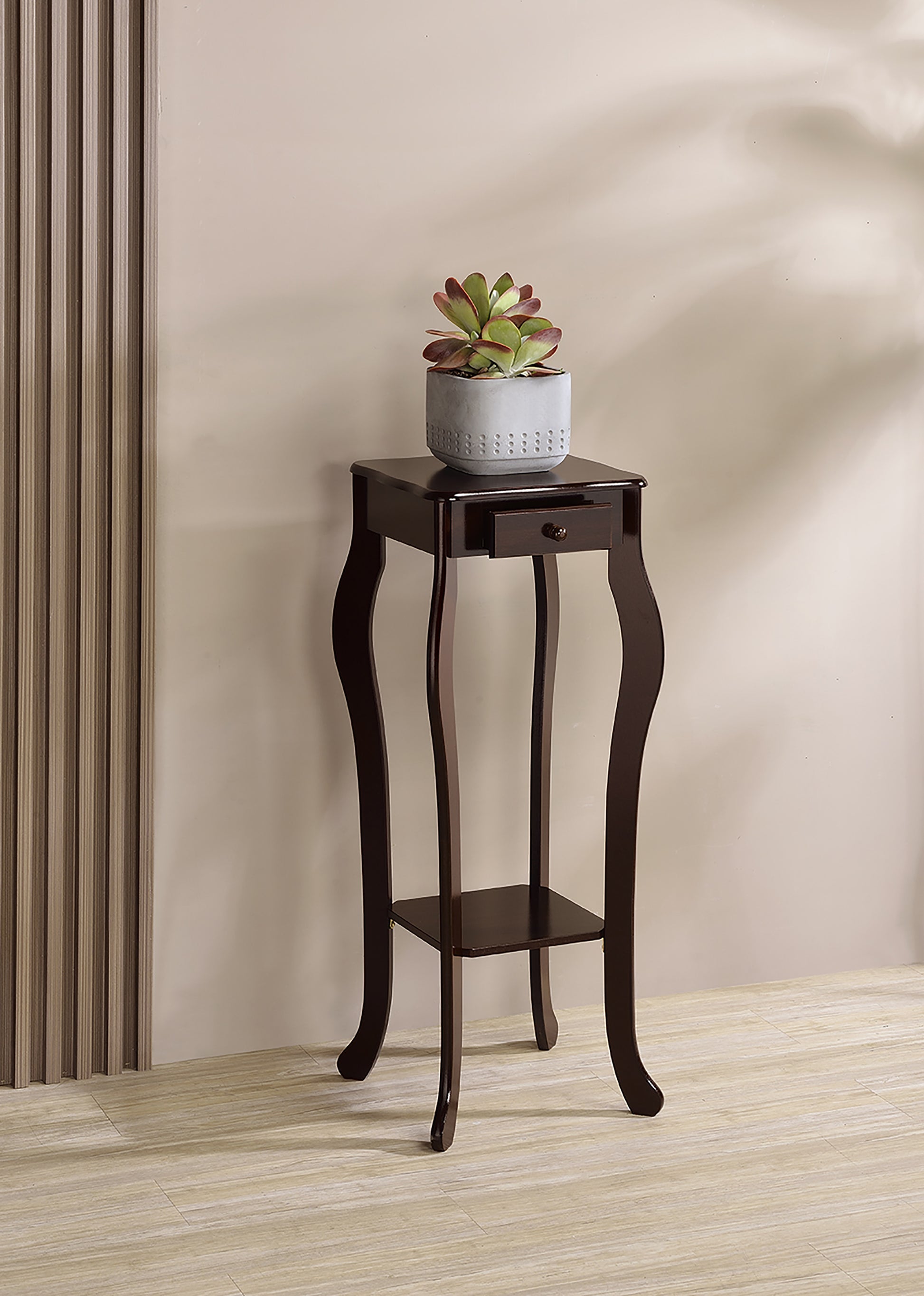 tall wooden plant stand indoor 32.5" Tall Wooden Flower Plant Stand With Drawer, Cherry Finish Cherry