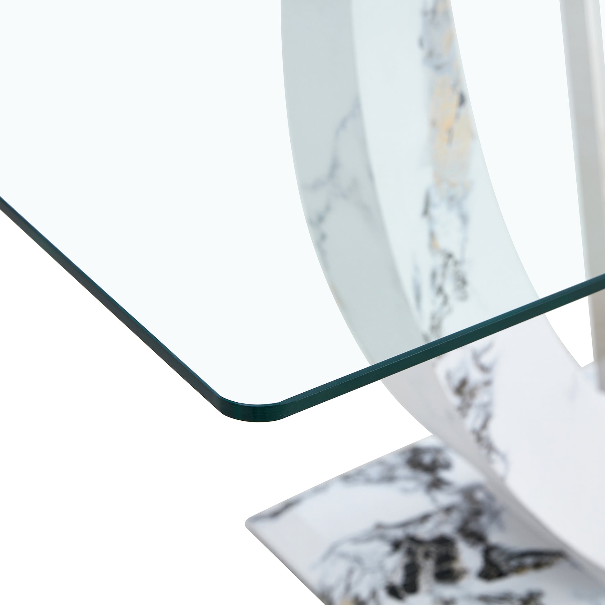 A Modern And Simple Rectangular Glass Table, Equipped With A 0.39 Inch Tempered Glass Table And Medium Density Board Legs, And Stainless Steel Support Shelves. Used In The Kitchen, Dining Room F 907 White Glass