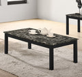 Contemporary Black Faux Marble Top 1X Coffee Table And 2X End Tables 3Pc Coffee Table Set Living Room Furniture Black Primary Living Space Classic,Contemporary,Modern,Transitional Rubberwood