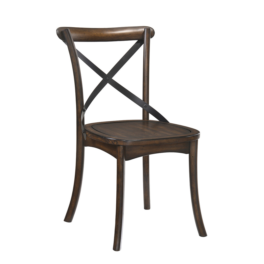 Dark Oak And Black Side Chair With X Shape Back