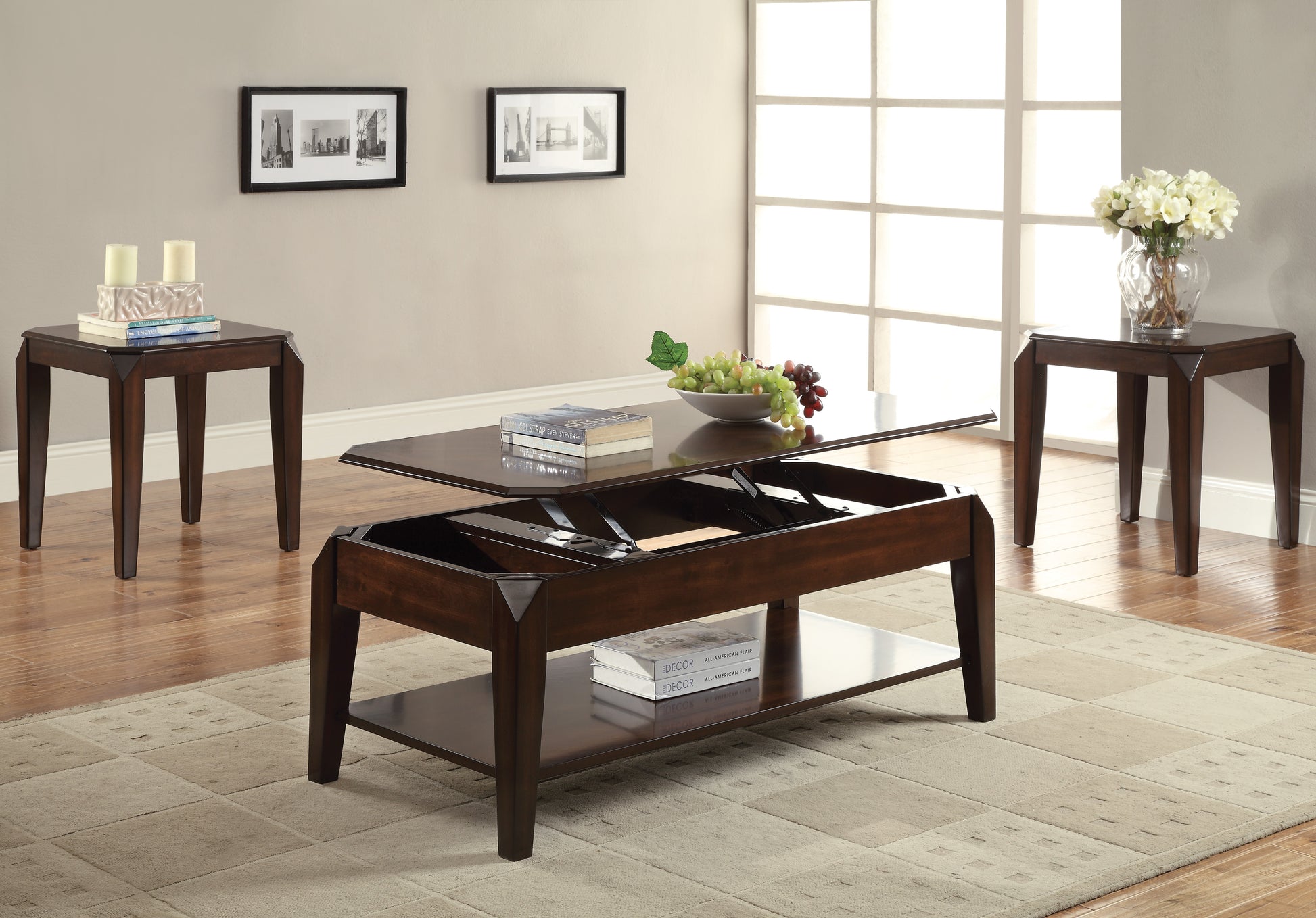 Walnut Coffee Table With Lift Top Walnut Primary Living Space Poplar Shelves Rectangular Wood
