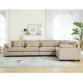 Oversized Modular Sectional Sofa Couch Set,L Shaped Sofa Sectional, 5 Seater Sofa For Living Room Corduroy Upholstered Sofa Set With 7 Free Pillowsbrown Brown Fabric 5 Seat