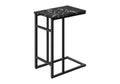 Accent Table, C Shaped, End, Side, Snack, Living Room, Bedroom, Black Marble Look Laminate, Black Metal, Contemporary, Modern Black Particle Board