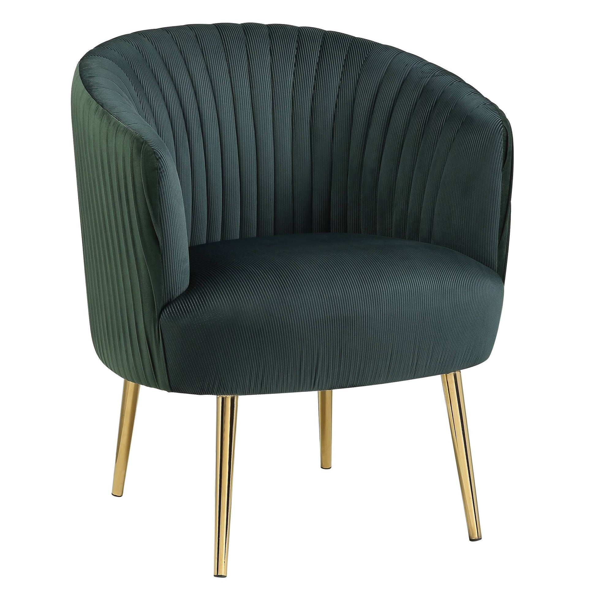Green And Gold Tufted Back Barrel Chair Green Primary Living Space Modern Velvet