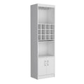 Kevil 71 Inch Tall Bar Cabinet 5 Tier Modern Bar Cabinet With Glass Holder Stemware Rack, Wine Cabinet, Liquor Cabinet, 12 Bottle Cubbies, 5 Shelves, And Pull Out Tray White Primary Living Space Modern Particle Board Shelves Included Engineered Wood