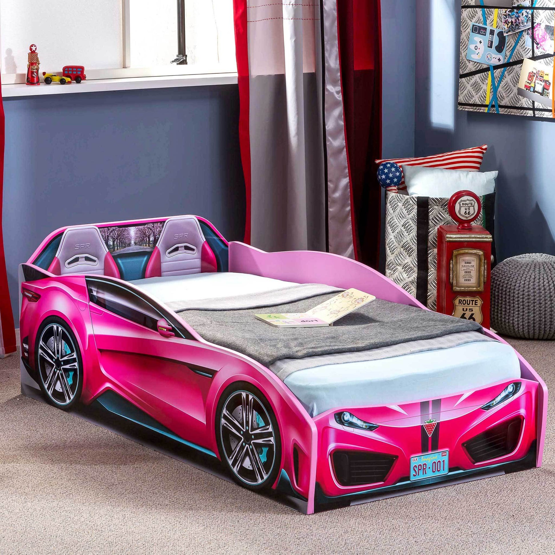 Speedy Toddler Race Car Bed, Pink Pink Particle Board