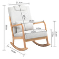 Rocking Chair Upholstered Fabric Rocking Armchair Indoor With High Backrest Glider Chairs And Lumbar Pillow For Living Room Beige Linen