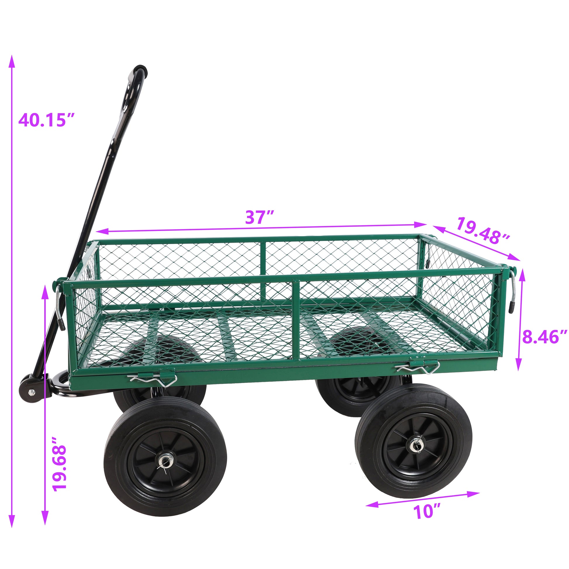 Green Solid Wheels Wagon Cart Solid Wheels Tools Cart Wagon Cart Garden Cart Trucks Make It Easier To Transport Firewood Green Metal