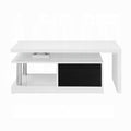 White And Black High Gloss Coffee Table With Swivel Top White Black Primary Living Space Contemporary Drawers Rectangular Wood Metal