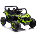 24V Two Seater Kids Ride On Utv W Parents Remote Control,Four Wheel Suspension,Slow Start,Large Wheel Design,Anti Collision Bar,Storage Space,Music,Usb,Bluetooth,Volume Control,Led Lights For Kids 3 . Green 100 149 Lbs Polypropylene