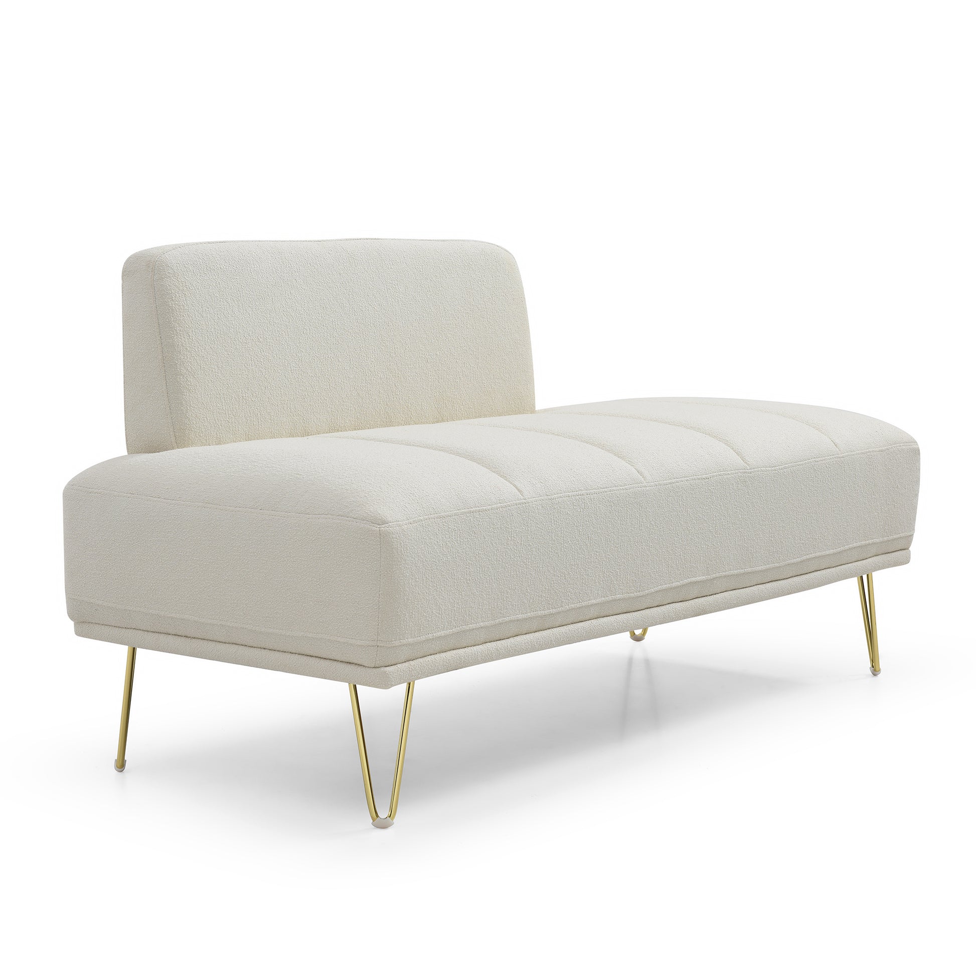 56.3"Inch Width Modern End Of Bed Bench,Teddy Fabric Upholstered 2 Seater Sofa Couch Entryway Ottoman Bench, Fuzzy Sofa Stool Footrest Window Bench With Gold Metal Legs For Bedroom, Living Room,Beige Beige Wood Primary Living Space Modern Foam Teddy 2