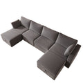 Modern Velvet Modular Sectional Sofa, L Shape Convertible Sofa Set With Pillows, Oversized Sectional Couches With Storage Ottomans For Living Room, Loft, Apartment, Office Dark Gray 5 Seats Gray Wood Primary Living Space Medium Duty Pine 5 Seat Dark Gray