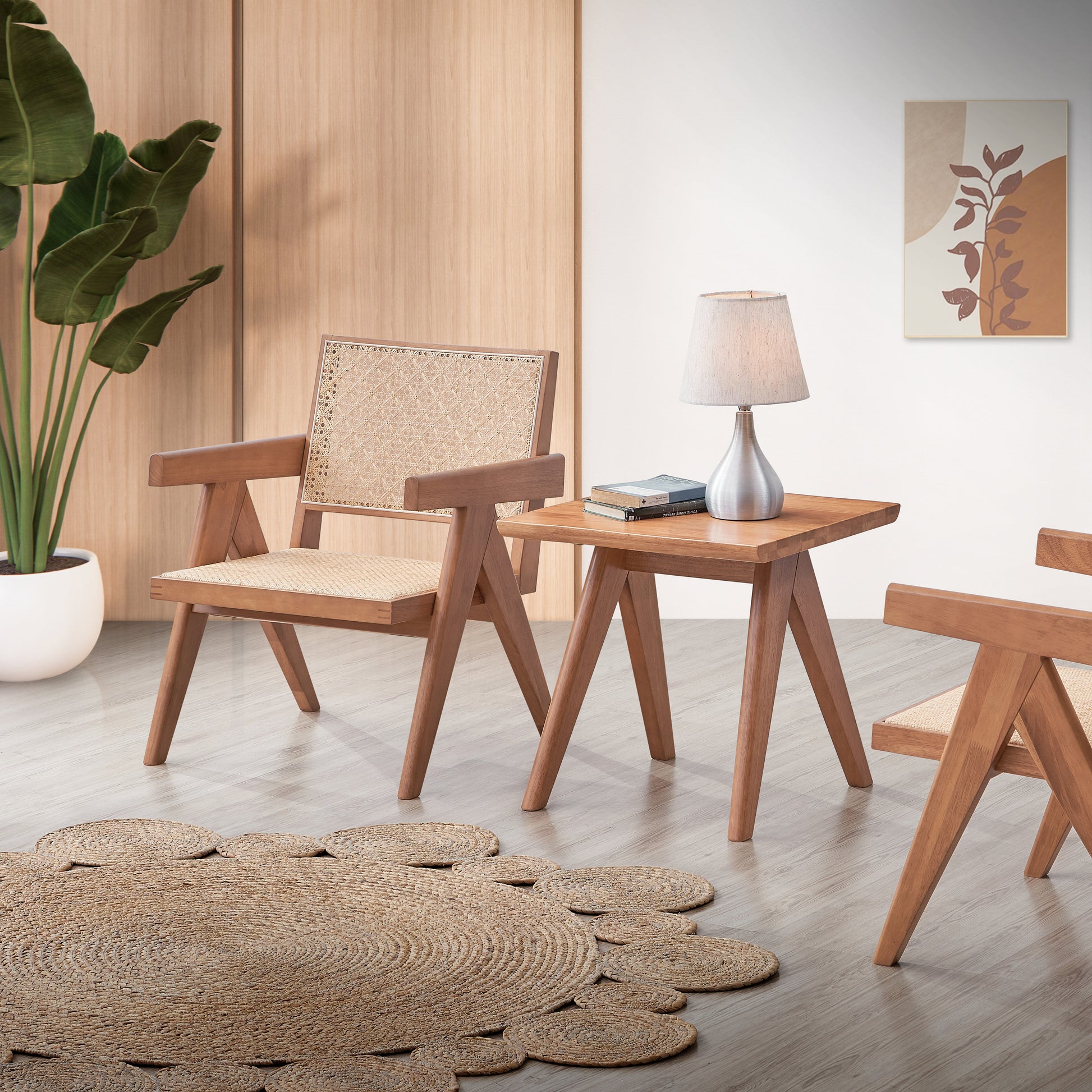 Beige And Natural Accent Chair Natural Primary Living Space Modern Wood Rattan