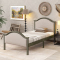 Twin Bed With Upholstered Headboard And Footboard, With Slats,Grey Twin Grey Bedroom American Design Pine