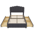 Full Size Upholstered Bed With 4 Storage Drawers,Wood Slat Support, Gray Full Gray Upholstered
