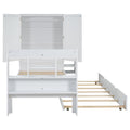 Twin Size Platform Bed With Storage Headboard And Footboard, Pull Out Shelves And Twin Size Trundle, White Box Spring Not Required Twin White Wood Bedroom Bed Frame Solid Wood Mdf