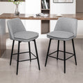 Counter Height Swivel Bar Stools Set Of 2, 360 Swivel Upholstered Barstools With Back And Metal Legs, 25.6