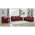 Dillon Waxy Pull Up Leather Sofa Mocha Down Filling Genuine Leather 3 Seat