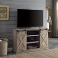 Oak Tv Stand With 2 Sliding Barn Doors Oak Primary Living Space 60 Inches 60 69 Inches Wood Metal