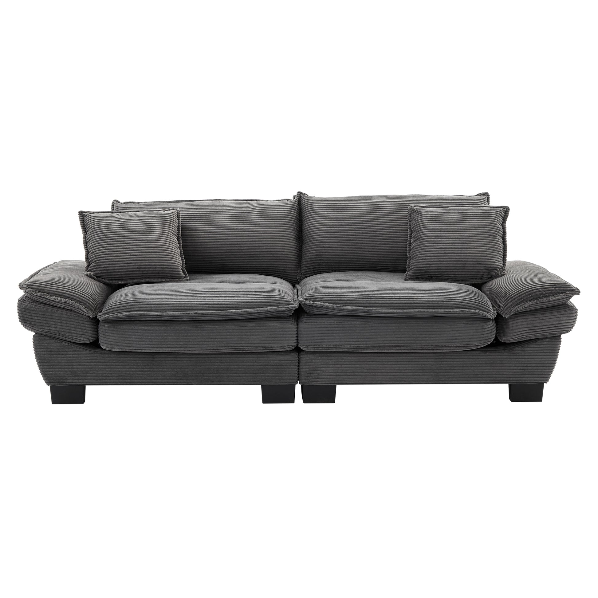 Corduroy Sofa Sleeper Couch Loveseat Sofa With Pillows Comfy Upholstered Deep Seat Sofa For Bedroom,Living Room,Apartment,Office,Dorm Grey Corduroy Grey Foam Upholstered 2 Seat