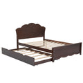 Full Size Wood Platform Bed With Headboard And Twin Size Trundle, Cappuccino Box Spring Not Required Full Cappuccino Wood Bed Frame Solid Wood Mdf