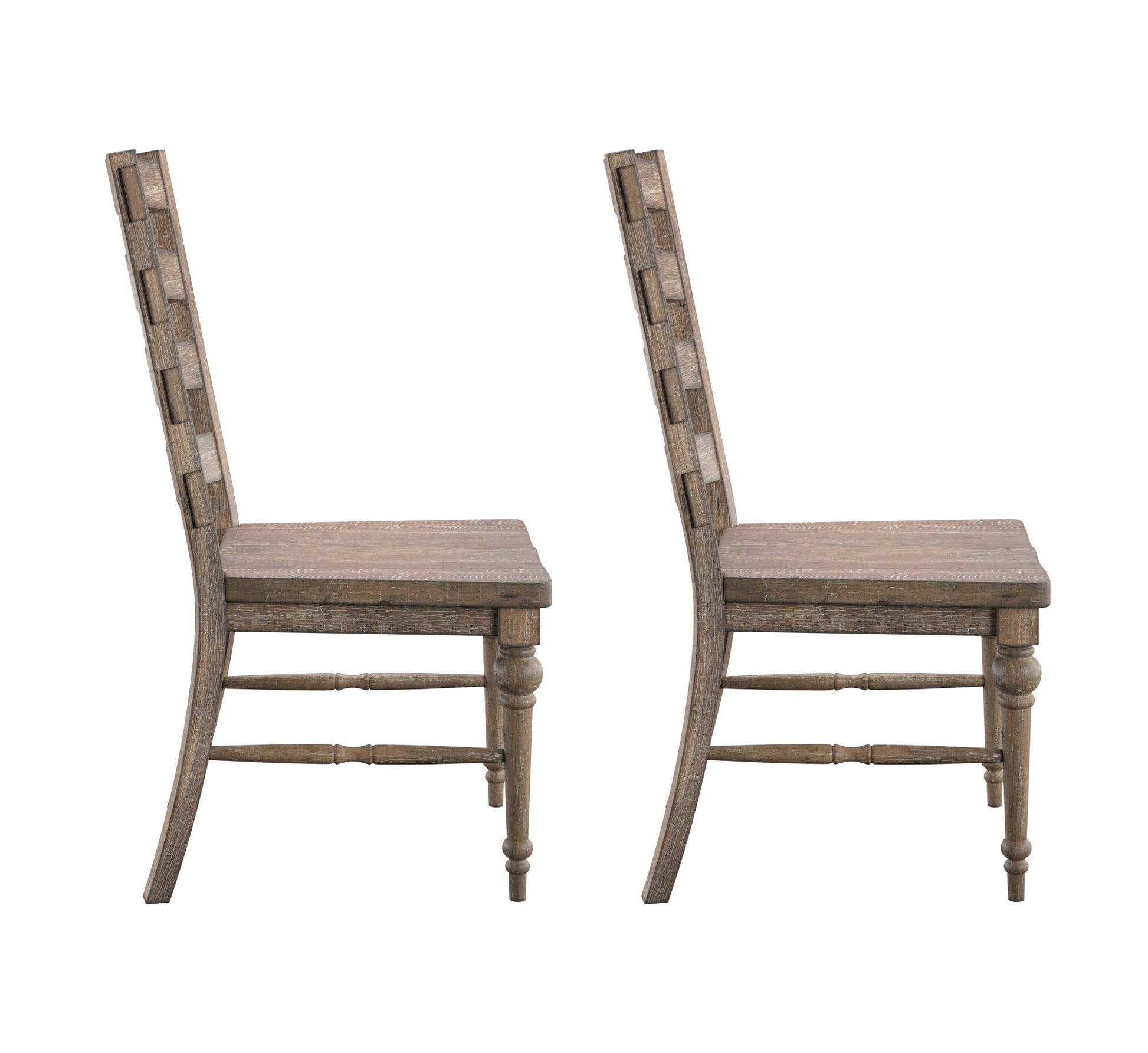 Ludin Taupe Ladderback Dining Chairs, Set Of 2 Taupe Solid Wood