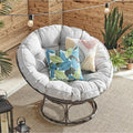 Francis Outdoor Moon Chair With Light Grey Cushion Light Grey Solid Surface