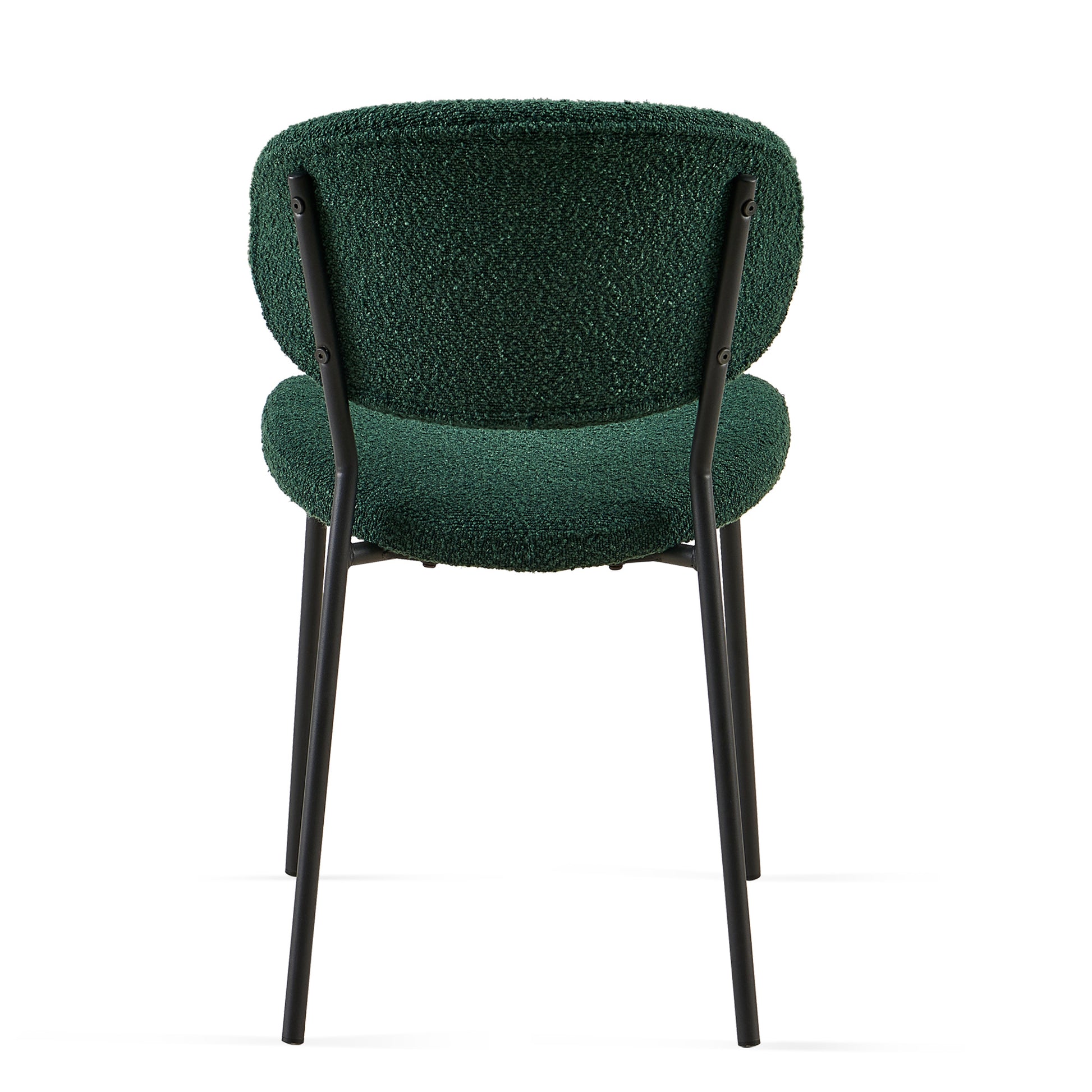 Dark Green Boucle Fabric Dining Chairs Set Of 2,Dining Chairs With Metal Legs For Dining Room, Kitchen, Living Room Metal Plaid Dark Green Dining Room Powder Coated Foam Dry Clean Modern Dining Chairs Solid Back Set Of 2 Foam Boucle