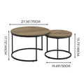 Nesting Coffee Table Set Of 2, 27.6Inch Round Coffee Table Industrial Wood Finish With Sturdy Metal Frame, End Table Side Tables For Living Room Bedroom Balcony Yard Brown Brown Wood Metal