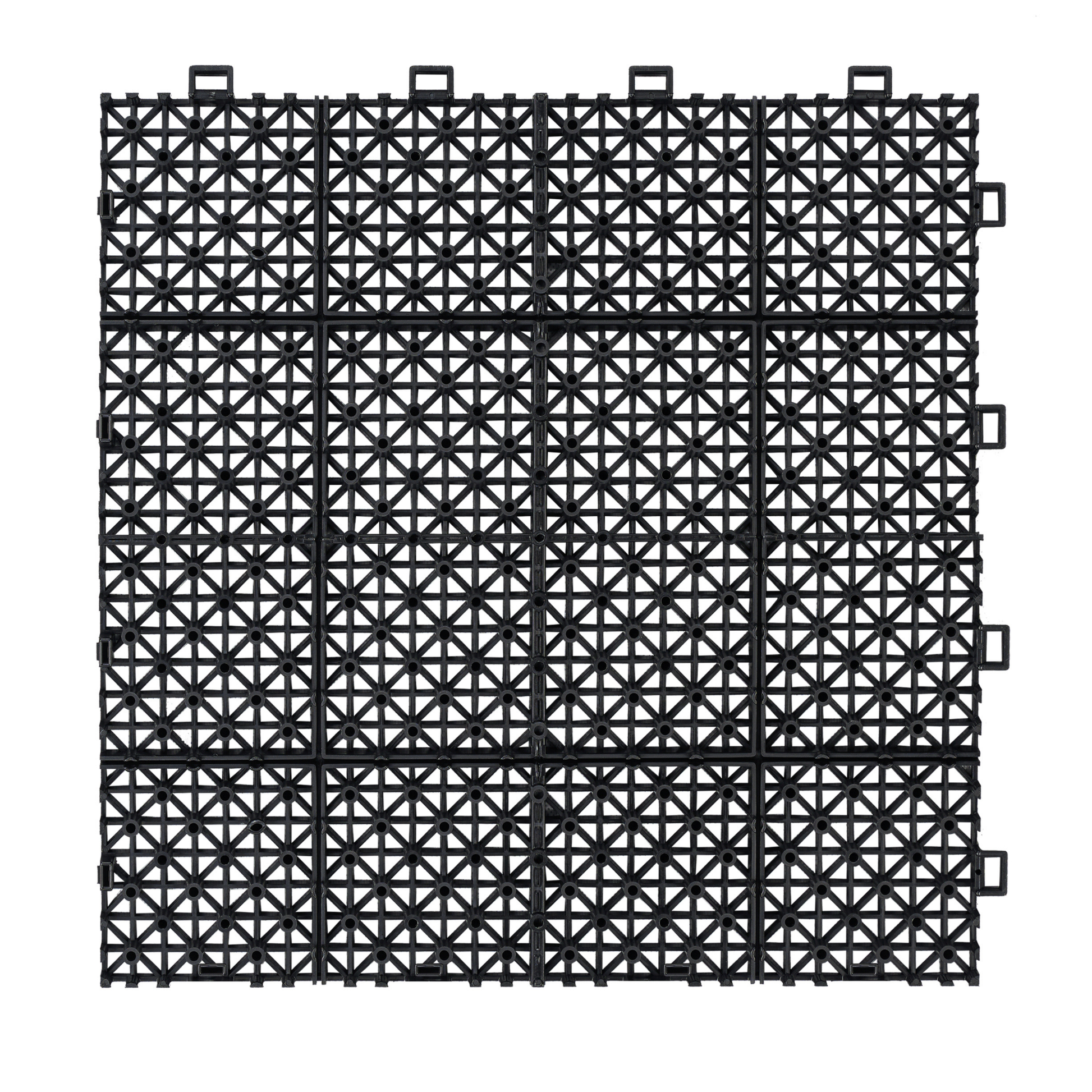 12 X 12 Inch Black Interlocking Deck Tiles Plastic Waterproof Outdoor All Weather Anti Slip Bathroom Shower Balcony Porch Strong Weight Capacity Upto 6613 Lbs, Rosette Pattern Pack Of 12 Black American Design,American Traditional Plastic