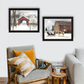 2 Piece Vignette Sleigh Ride To Grandma'S Black Framed Wall Art For Living Room, Bedroom Wall Art Print For Home Decor By Billy Jacobs Multi Wood Paper