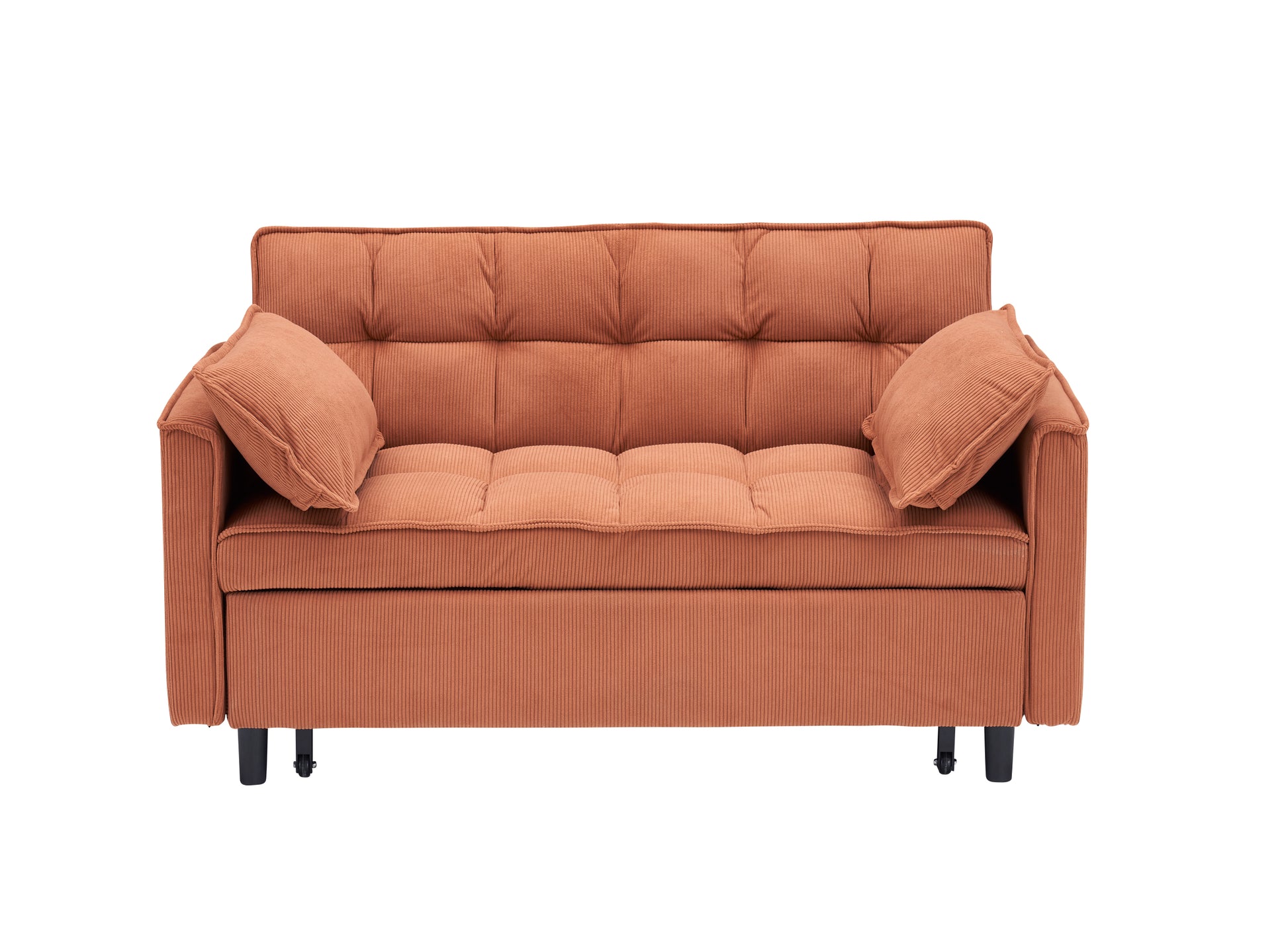 Folding Sofa Bed, Adjustable Back, Access Sofa, Recliner, Single Bed, Orange Orange Corduroy 2 Seat