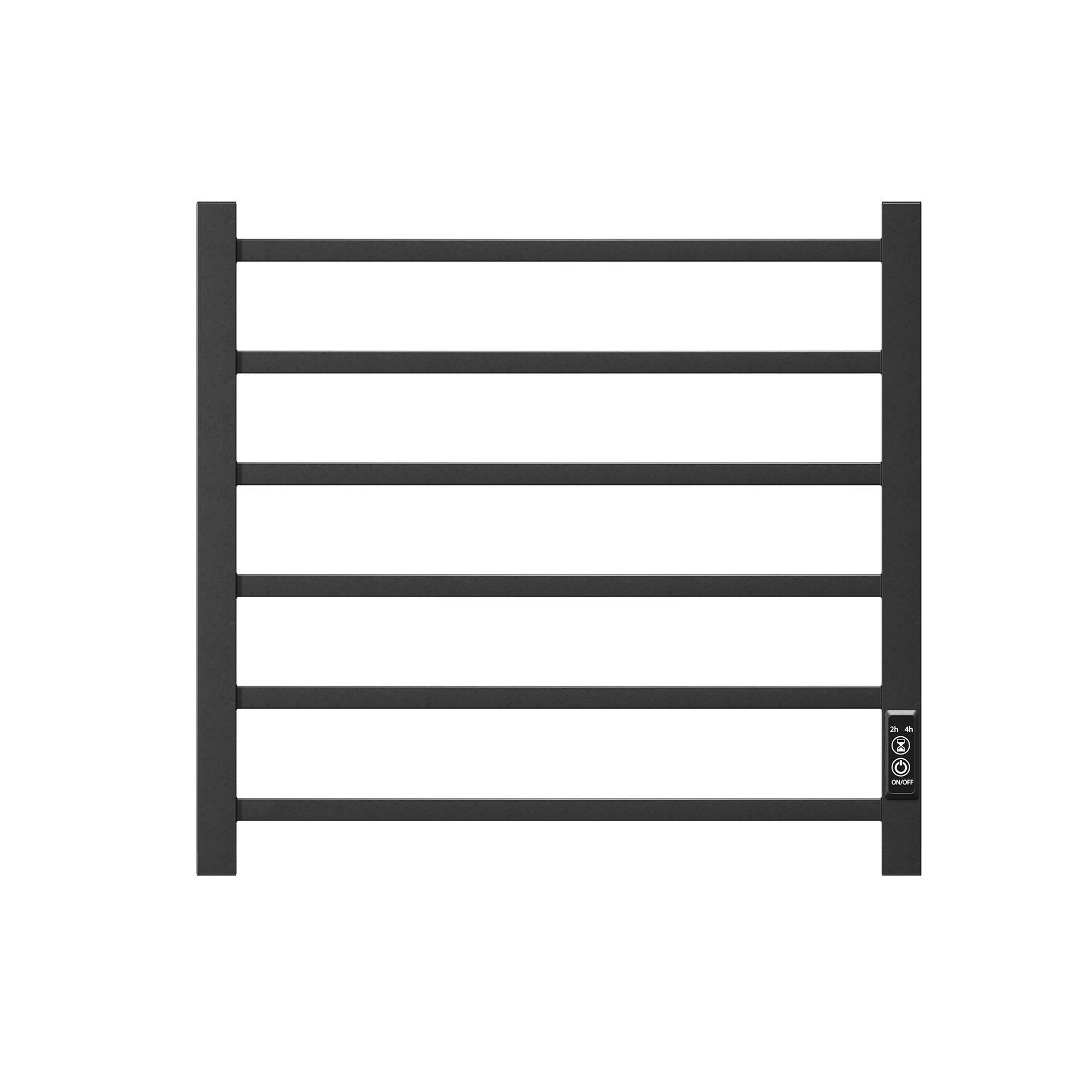 Towel Warmer 6 Bar Electric Heated Towel Rack Wall Mount Plug In Bath Towel Heater Matt Black Timer Black Bathroom Aluminium