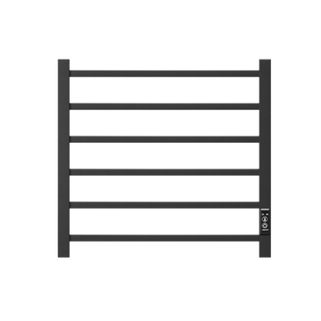 Towel Warmer 6 Bar Electric Heated Towel Rack Wall Mount Plug In Bath Towel Heater Matt Black Timer Black Bathroom Aluminium