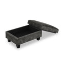 Sectional 3 Seaters Sofa ,Double Sided Multi Functional Footstool, Storage Matnon Slip Leg, Two Pillows, Velvet, Dark Grey Dark Grey Velvet 3 Seat